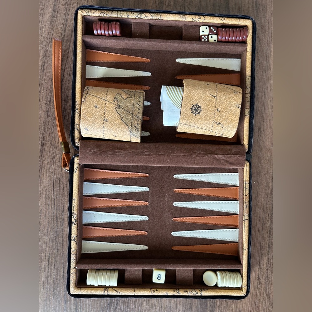 World Map Magnetic Travel Backgammon Set - Picture 2 of 7
